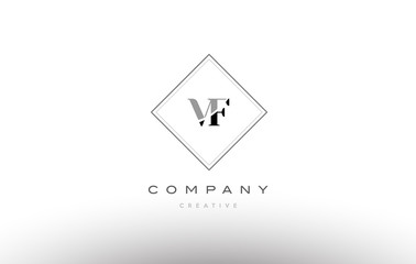 vf v f  retro vintage black white alphabet letter logo