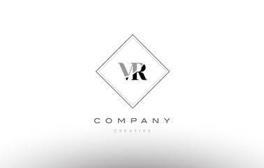 vr v r  retro vintage black white alphabet letter logo