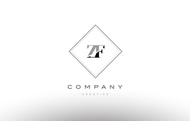 zf z f  retro vintage black white alphabet letter logo