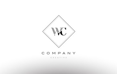 wc w c  retro vintage black white alphabet letter logo