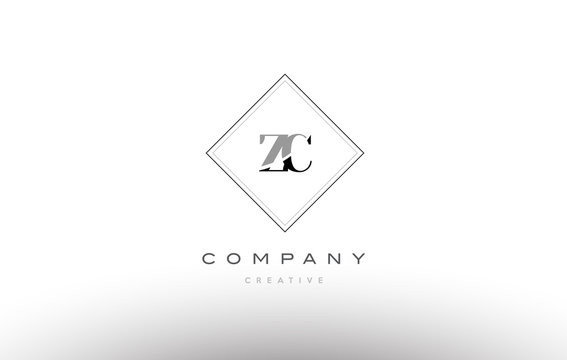 zc z c  retro vintage black white alphabet letter logo