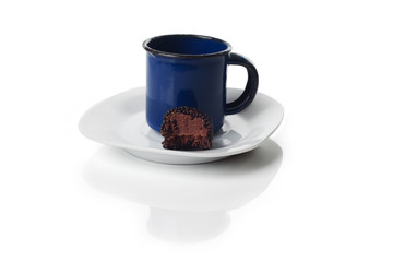 Traditional candy from Brazil called brigadeiro over white background