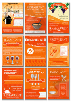 Restaurant Colored Advertising Poster In Modern Style,Vector Illustration.Sample Text.For Web Site,Placard,Flyer,Backdrop.Also Useful For Ads,Advert And Marketing.Placemat For Food Set