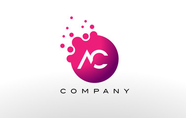 AC Letter Dots Logo Design with Creative Trendy Bubbles.