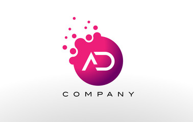 AD Letter Dots Logo Design with Creative Trendy Bubbles.
