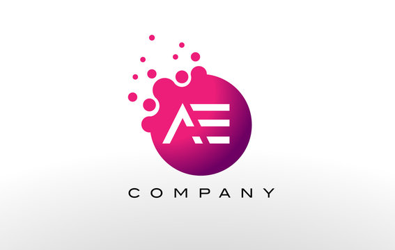 AE Letter Dots Logo Design with Creative Trendy Bubbles.