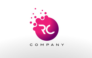 RC Letter Dots Logo Design with Creative Trendy Bubbles.