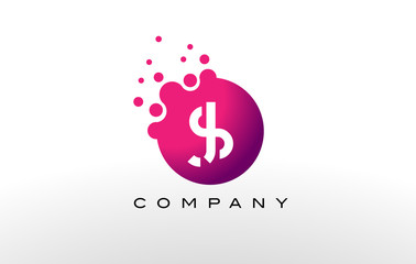 SJ Letter Dots Logo Design with Creative Trendy Bubbles.