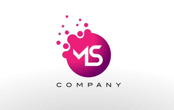 MS Letter Dots Logo Design with Creative Trendy Bubbles.