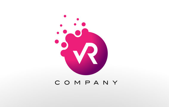 VR Letter Dots Logo Design with Creative Trendy Bubbles.