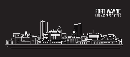 Fototapeta Cityscape Building Line art Vector Illustration design - Fort Wayne city obraz
