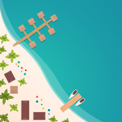 Colorful Travel to Paradise. Tropical beach. Best cruise. Vector flat banner for your business.