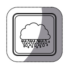 sticker monochrome square frame with cloud with rain vector illustration
