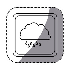 sticker monochrome square frame with cloud with drizzle vector illustration