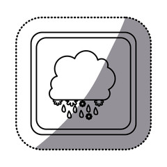 sticker monochrome square frame with cumulus of clouds with rain vector illustration