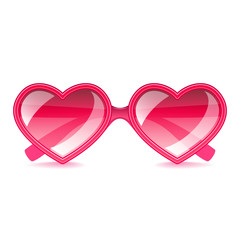 Pink hearts sunglasses isolated on white vector