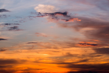 colorful dramatic sky with cloud at sunset
