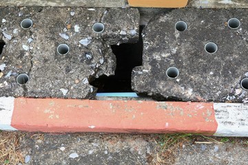 water drain or ditch on the road