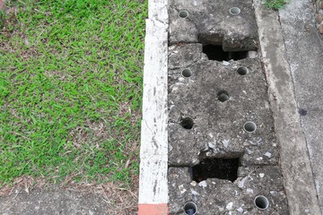 water drain or ditch on the road