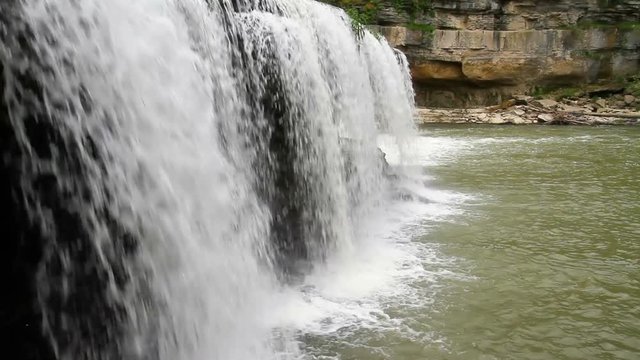 Seamless loop features Mill Creek plunging over Upper Cataract Falls, a waterfall in rural Owen County, Indiana.