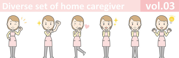 Fototapeta na wymiar Diverse set of home caregiver, EPS10 vol.03