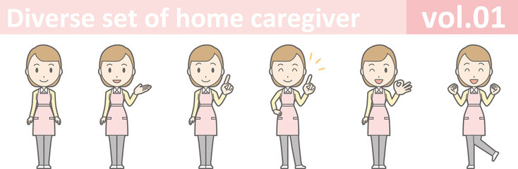 Diverse set of home caregiver, EPS10 vol.01