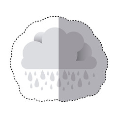 color sticker of cloud with rain vector illustration