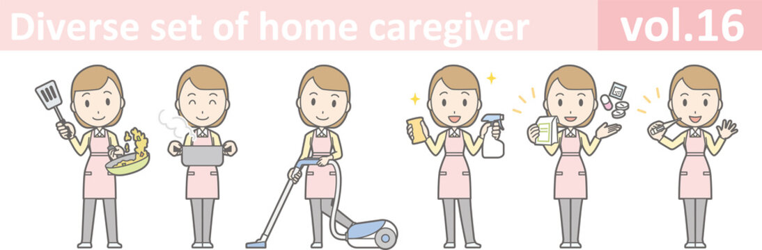 Diverse set of home caregiver, EPS10 vol.16