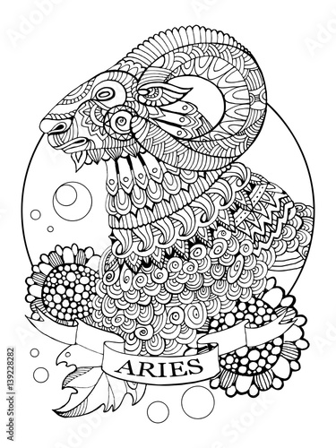 Download "Aries zodiac sign coloring book vector" Stock image and royalty-free vector files on Fotolia ...