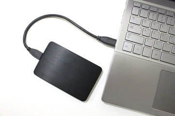 External Hard Drive Connected to the Laptop Computer