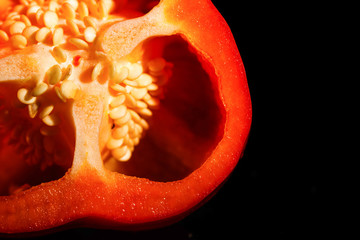 Close-up of half of an juicy red pepper