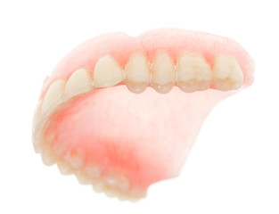 false teeth on a white background