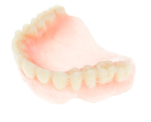 false teeth on a white background