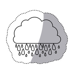 monochrome contour sticker of cloud with rain vector illustration