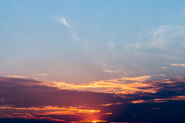 colorful dramatic sky with cloud at sunset