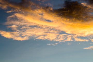 colorful dramatic sky with cloud at sunset