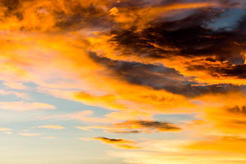 colorful dramatic sky with cloud at sunset