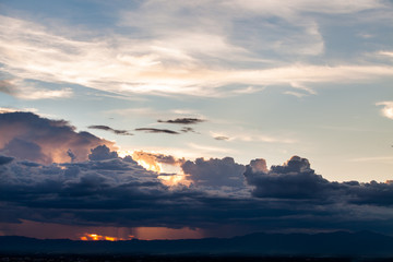 colorful dramatic sky with cloud at sunset
