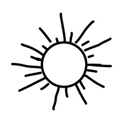 monochrome contour with hand drawn sun close up vector illustration