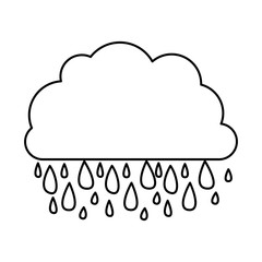 monochrome contour of cloud with rain vector illustration