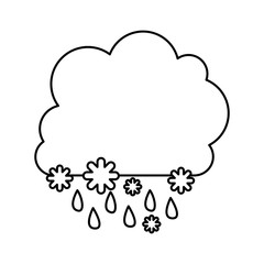 monochrome contour with cumulus of clouds with rain vector illustration