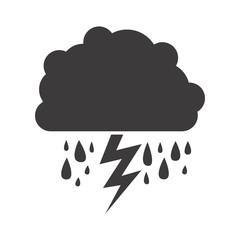 gray silhouette of cloud with rain and lightning vector illustration