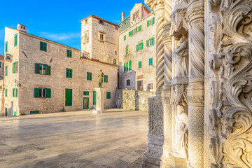 Fototapeta premium Sibenik town old architecture. / Scenic view at old mediterranean architecture in town Sibenik, Croatia.