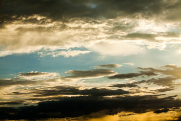 colorful dramatic sky with cloud at sunset