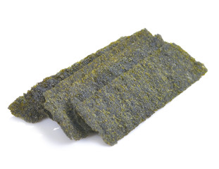 Sheet of dried seaweed, Crispy seaweed isolated on white background