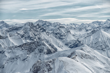 view from the Nebelhorn mountain, Bavarian Alps, Oberstdorf, Germany