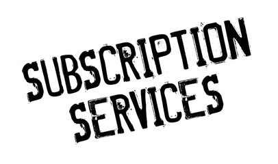 Subscription Services rubber stamp. Grunge design with dust scratches. Effects can be easily removed for a clean, crisp look. Color is easily changed.