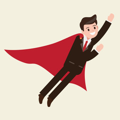 businessman flying. superhero character. happy worker. business design concept. vector illustration.