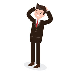 stress and serious businessman. a man with problem. business design concept. vector illustration.