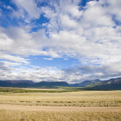  Kurai steppe landscape. Altai nature, Russia